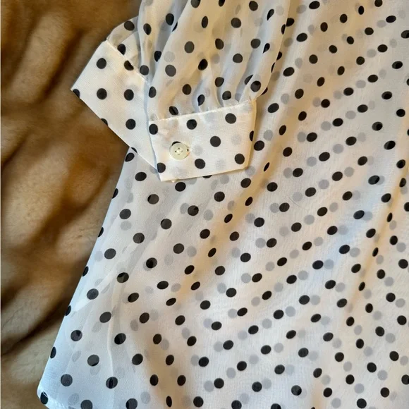 LC Lauren Conrad White Polka Dot Blouse - Picture 8 of 10